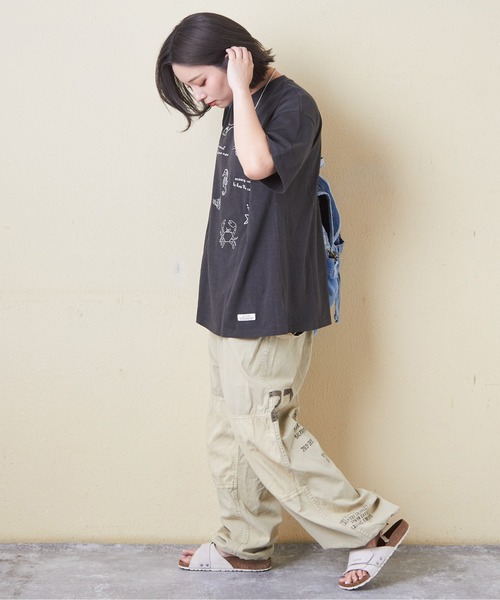 CUBE SUGAR（キューブシュガー）の「32/-スラブ天竺マリン刺繍Tシャツ（Tシャツ/カットソー・レディース・スミクロ/ナチュラル/オレンジ/マルチ/ブルー・M）」の7枚目の写真