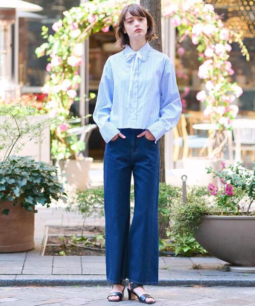 DRESSTERIOR（ドレステリア）の「【洗える/コットン混】フリルカラーオックスブラウス（シャツ/ブラウス・レディース・ブルー系その他4/ライトブルー/ホワイト・38/36/34）」の10枚目の写真