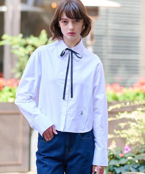 DRESSTERIOR（ドレステリア）の「【洗える/コットン混】フリルカラーオックスブラウス（シャツ/ブラウス・レディース・ブルー系その他4/ライトブルー/ホワイト・38/36/34）」の13枚目の写真