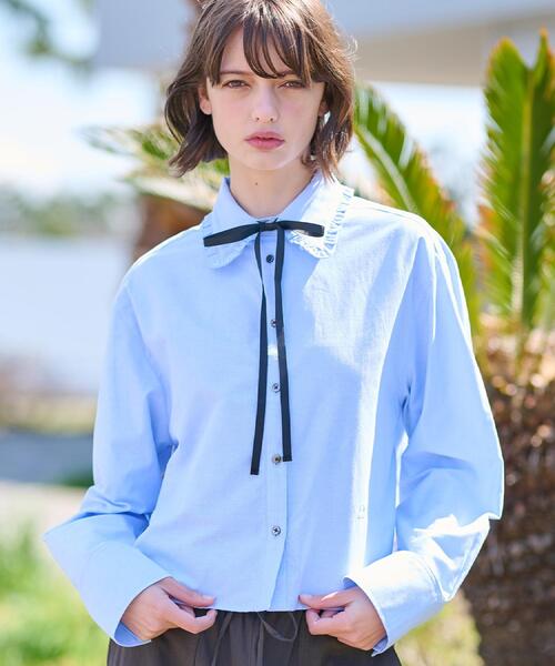 DRESSTERIOR（ドレステリア）の「【洗える/コットン混】フリルカラーオックスブラウス（シャツ/ブラウス・レディース・ブルー系その他4/ライトブルー/ホワイト・38/36/34）」の20枚目の写真