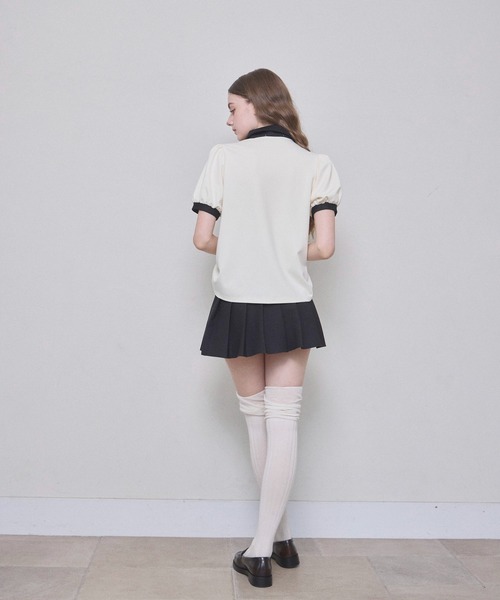 ギャザーリボンポロトップ（その他トップス）｜Lallana