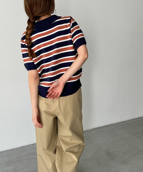 CANAL JEAN(キャナルジーン)の「El mar コットンボーダー半袖ポロ(ポロシャツ・レディース・ブラウン・ONE SIZE)」の3枚目の写真