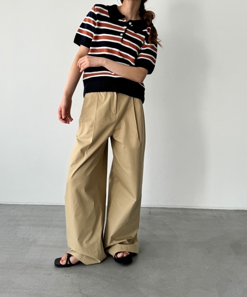 CANAL JEAN(キャナルジーン)の「El mar コットンボーダー半袖ポロ(ポロシャツ・レディース・ブラウン・ONE SIZE)」の4枚目の写真