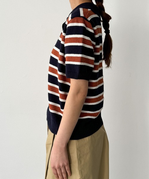 CANAL JEAN(キャナルジーン)の「El mar コットンボーダー半袖ポロ(ポロシャツ・レディース・ブラウン・ONE SIZE)」の6枚目の写真