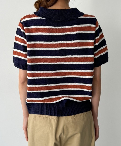CANAL JEAN(キャナルジーン)の「El mar コットンボーダー半袖ポロ(ポロシャツ・レディース・ブラウン・ONE SIZE)」の7枚目の写真