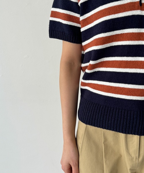 CANAL JEAN(キャナルジーン)の「El mar コットンボーダー半袖ポロ(ポロシャツ・レディース・ブラウン・ONE SIZE)」の9枚目の写真