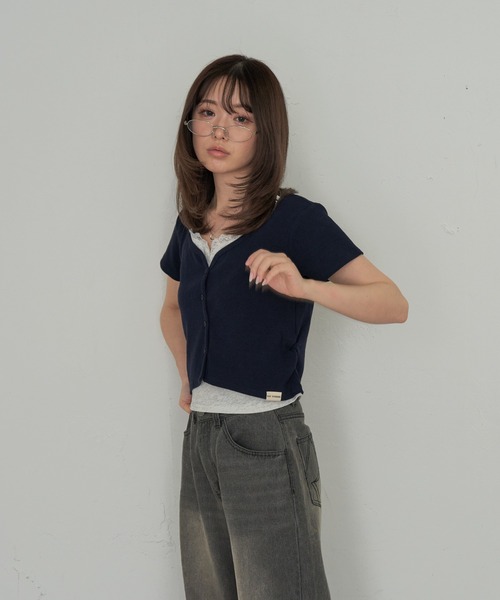 RAY CASSIN（レイカズン）の「レース付レイヤードカーディガン（Tシャツ/カットソー・レディース・ブルー系その他2/ホワイト系その他2/ホワイト系その他/ネイビー・FREE）」の22枚目の写真