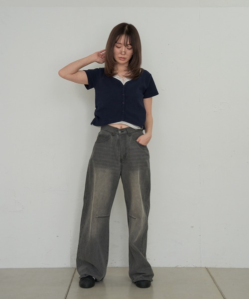 RAY CASSIN（レイカズン）の「レース付レイヤードカーディガン（Tシャツ/カットソー・レディース・ブルー系その他2/ホワイト系その他2/ホワイト系その他/ネイビー・FREE）」の21枚目の写真