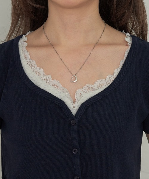 RAY CASSIN（レイカズン）の「レース付レイヤードカーディガン（Tシャツ/カットソー・レディース・ブルー系その他2/ホワイト系その他2/ホワイト系その他/ネイビー・FREE）」の7枚目の写真