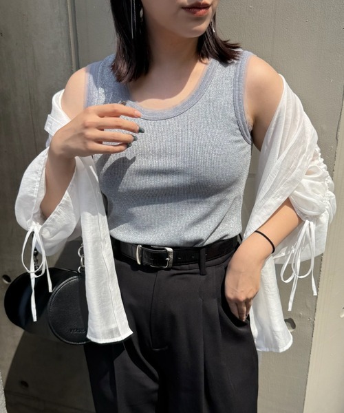 Lui's（ルイス）の「ラメリブタンクトップ（タンクトップ・レディース・グレー/ブラック/黄緑系・FREE）」の10枚目の写真