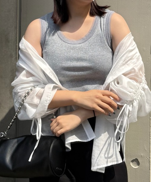 Lui's（ルイス）の「ラメリブタンクトップ（タンクトップ・レディース・グレー/ブラック/黄緑系・FREE）」の11枚目の写真