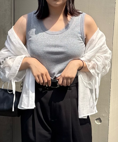 Lui's（ルイス）の「ラメリブタンクトップ（タンクトップ・レディース・グレー/ブラック/黄緑系・FREE）」の12枚目の写真