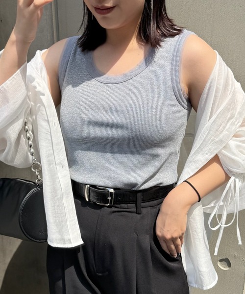 Lui's（ルイス）の「ラメリブタンクトップ（タンクトップ・レディース・グレー/ブラック/黄緑系・FREE）」の13枚目の写真