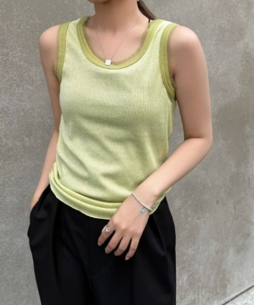 Lui's（ルイス）の「ラメリブタンクトップ（タンクトップ・レディース・グレー/ブラック/黄緑系・FREE）」の16枚目の写真