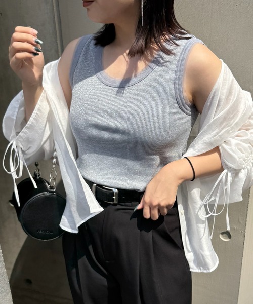 Lui's（ルイス）の「ラメリブタンクトップ（タンクトップ・レディース・グレー/ブラック/黄緑系・FREE）」の15枚目の写真