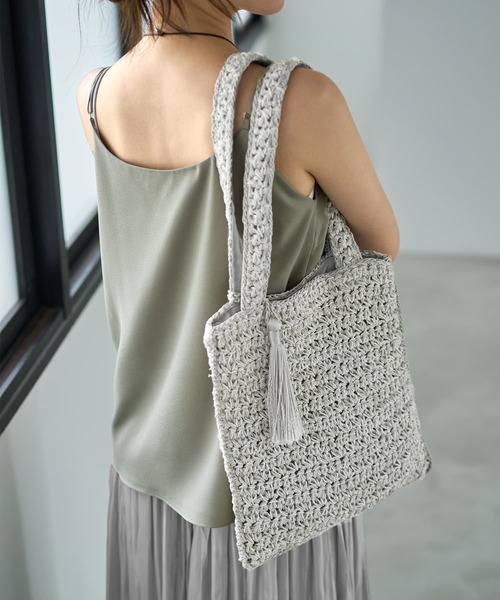 STYLE DELI（スタイルデリ）の「ペーパー編みA4サイズトートバッグ（トートバッグ・レディース・グレー系その他/ホワイト系その他/ブラウン系その他・FREE）」の16枚目の写真