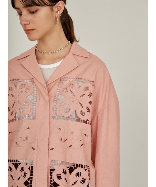 styling/（スタイリング）の「エンブロイダリーシャツジャケット（その他アウター・レディース・ベージュ/ピンク・1/0）」の10枚目の写真