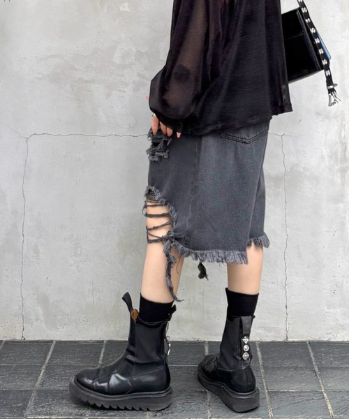 DANKE SCHON(ダンケシェーン)の「DankeSchon/ダンケシェーン/11oz DAMEGE DENIM SHORTS(その他パンツ・レディース・グレー/ブラック・S/M/L)」の17枚目の写真