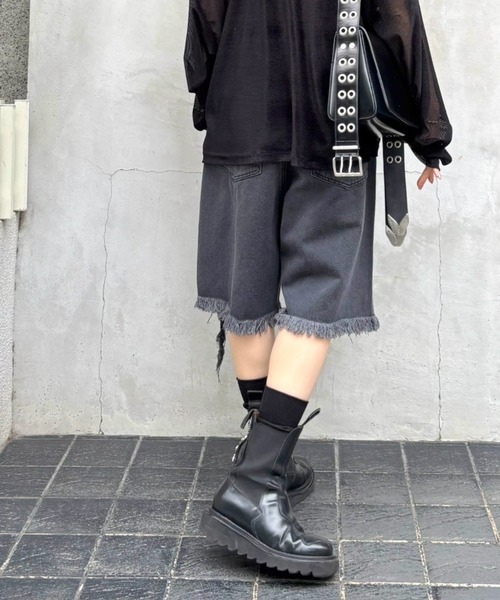 DANKE SCHON(ダンケシェーン)の「DankeSchon/ダンケシェーン/11oz DAMEGE DENIM SHORTS(その他パンツ・レディース・グレー/ブラック・S/M/L)」の18枚目の写真
