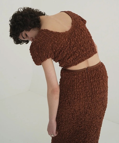 トップス CLANE W FACE SHIRRING CROPPED TOPS CLANE / クラネ W FACE SHIRRING CROPPED TOPS｜アーストライブ