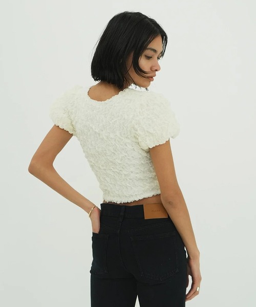 CLANE（クラネ）の「W FACE SHIRRING CRROPED TOPS（Tシャツ/カットソー・レディース・ブラウン/アイボリー/ブラック・1/2）」の21枚目の写真