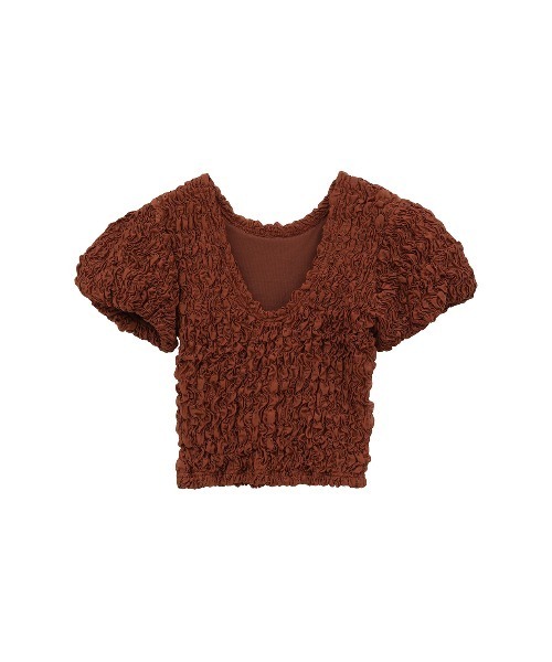 W FACE SHIRRING CRROPED TOPS（Tシャツ/カットソー）｜CLANE