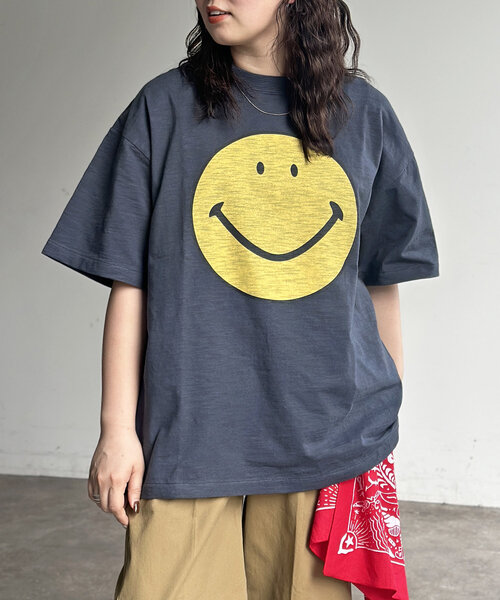 【半グレ　スマイリー 】 猫の行水ヘンリー半袖Tシャツ 喜人 KJ-02005 和柄 和風 ねこ