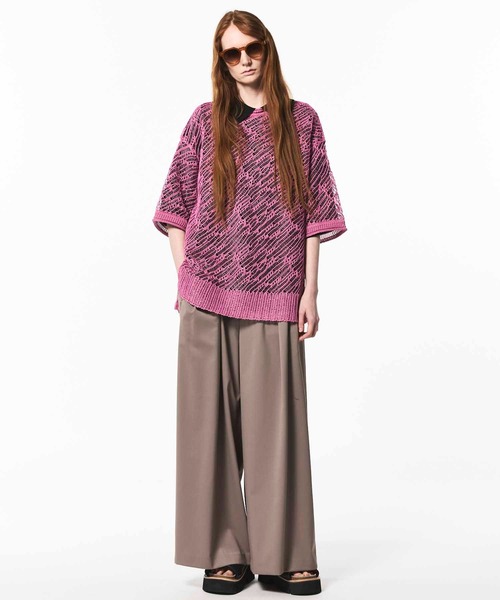 UNISEX》Prime-Over Random Mesh Crew Neck Knit T-shirt