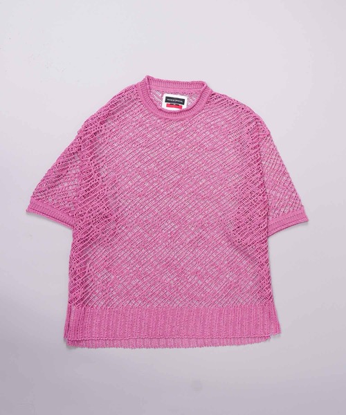 UNISEX》Prime-Over Random Mesh Crew Neck Knit T-shirt