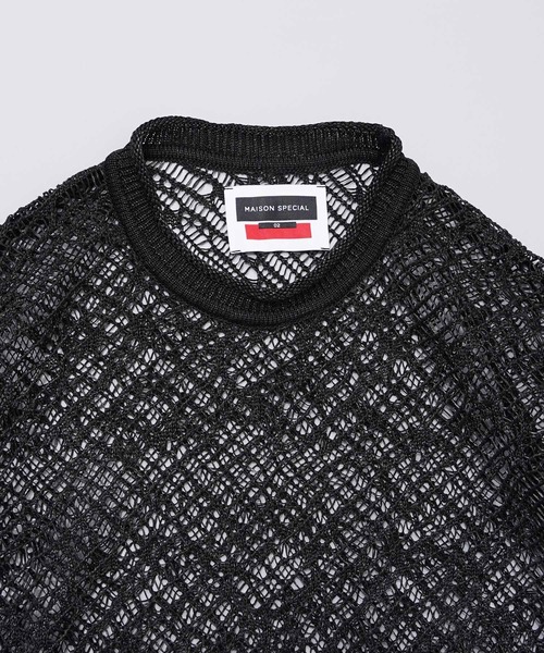UNISEX》Prime-Over Random Mesh Crew Neck Knit T-shirt