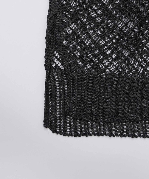 UNISEX》Prime-Over Random Mesh Crew Neck Knit T-shirt