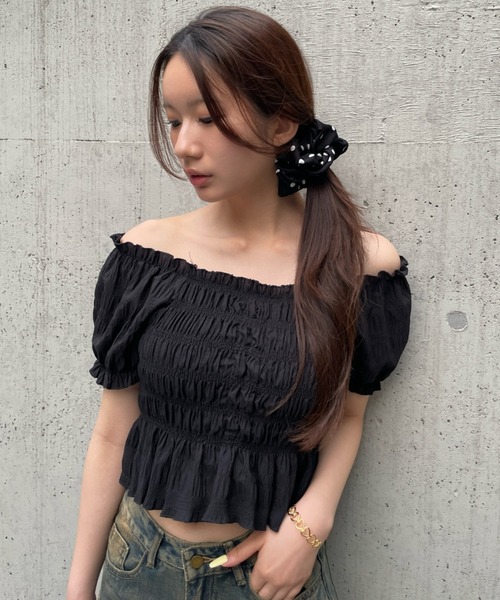 FOREVER 21（フォーエバー トゥエンティーワン）の「ドット柄シュシュ（シュシュ・レディース・ブラック・FREE）」の2枚目の写真