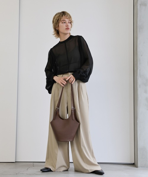 select MOCA(セレクトモカ)の「バックルハンドルラウンドトートバッグ(ショルダーバッグ・レディース・ブラック/ブラウン/グレイッシュベージュ・FREE)」の22枚目の写真