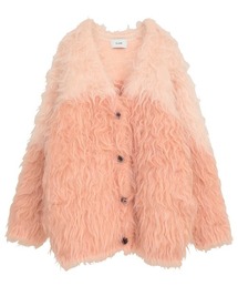 CLANEピンク カーディガン CLANE - シャギ― ショートカーディガン - SHAGGY SHORT KNIT