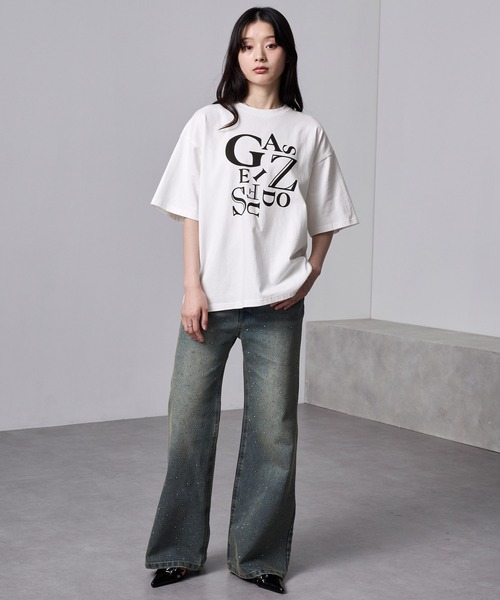 nui nullu(ヌイヌル)の「【nui nullu】英字ロゴレタリングビッグTシャツ(Tシャツ/カットソー・レディース・オフホワイト/チャコールグレー/ブラック/モカ・FREE)」の6枚目の写真