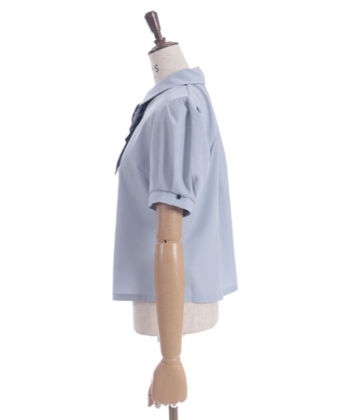 axes femme(アクシーズファム)の「ハトメ×チェーン付リボンブラウス(シャツ/ブラウス・レディース・キナリ/サックスブルー/ブラック/ラベンダー・FREE)」の14枚目の写真