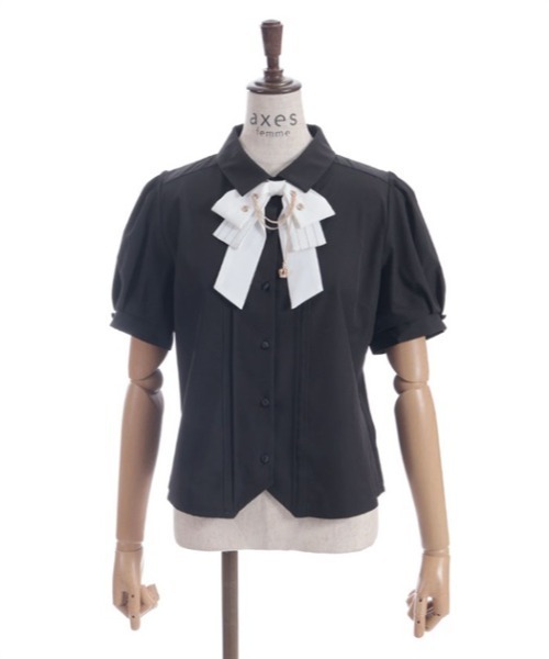 axes femme(アクシーズファム)の「ハトメ×チェーン付リボンブラウス(シャツ/ブラウス・レディース・キナリ/サックスブルー/ブラック/ラベンダー・FREE)」の22枚目の写真