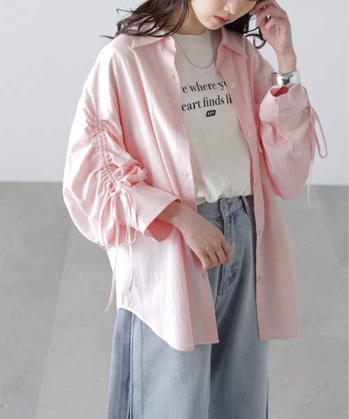 FREE'S MART（フリーズマート）の「◆袖シャーリングオーバーシャツ（シャツ/ブラウス・レディース・ブルー/ブルー系その他/ホワイト/ピンク/ブラウン系その他/ホワイト系その他・FREE）」の16枚目の写真