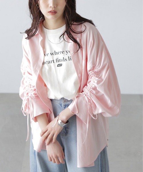 FREE'S MART（フリーズマート）の「◆袖シャーリングオーバーシャツ（シャツ/ブラウス・レディース・ブルー/ブルー系その他/ホワイト/ピンク/ブラウン系その他/ホワイト系その他・FREE）」の17枚目の写真