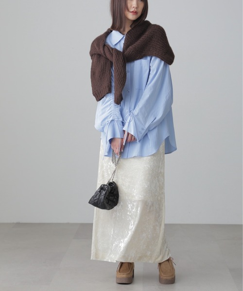 FREE'S MART（フリーズマート）の「◆袖シャーリングオーバーシャツ（シャツ/ブラウス・レディース・ブルー/ブルー系その他/ホワイト/ピンク/ブラウン系その他/ホワイト系その他・FREE）」の18枚目の写真