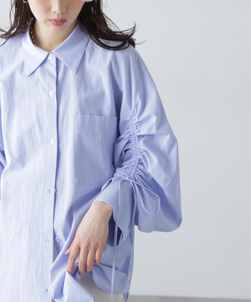 FREE'S MART（フリーズマート）の「◆袖シャーリングオーバーシャツ（シャツ/ブラウス・レディース・ブルー/ブルー系その他/ホワイト/ピンク/ブラウン系その他/ホワイト系その他・FREE）」の19枚目の写真