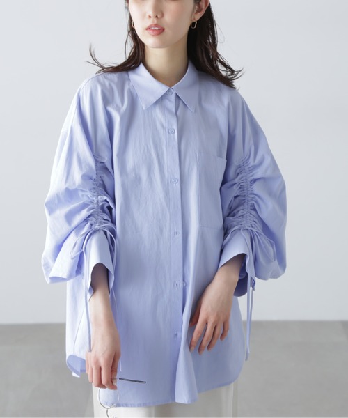 FREE'S MART（フリーズマート）の「◆袖シャーリングオーバーシャツ（シャツ/ブラウス・レディース・ブルー/ブルー系その他/ホワイト/ピンク/ブラウン系その他/ホワイト系その他・FREE）」の20枚目の写真