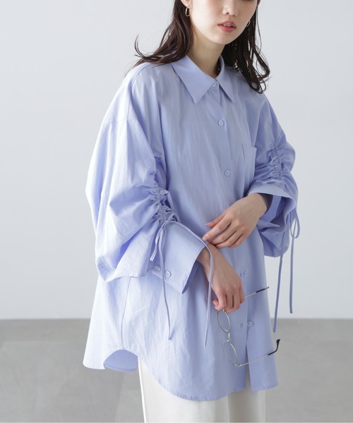 FREE'S MART（フリーズマート）の「◆袖シャーリングオーバーシャツ（シャツ/ブラウス・レディース・ブルー/ブルー系その他/ホワイト/ピンク/ブラウン系その他/ホワイト系その他・FREE）」の21枚目の写真