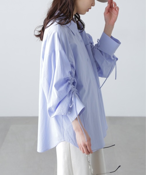 FREE'S MART（フリーズマート）の「◆袖シャーリングオーバーシャツ（シャツ/ブラウス・レディース・ブルー/ブルー系その他/ホワイト/ピンク/ブラウン系その他/ホワイト系その他・FREE）」の22枚目の写真