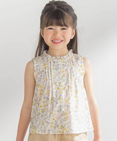 セール】花柄Aラインノースリーブブラウス(95~150cm)（シャツ
