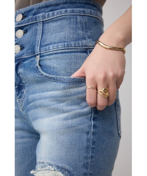 AZUL by moussy(アズールバイマウジー)の「AZUL DENIM ハイウエストボタンリペアスキニー(デニムパンツ・レディース・ダークブルー/ブルー・X-SMALL/SMALL/MEDIUM)」の11枚目の写真