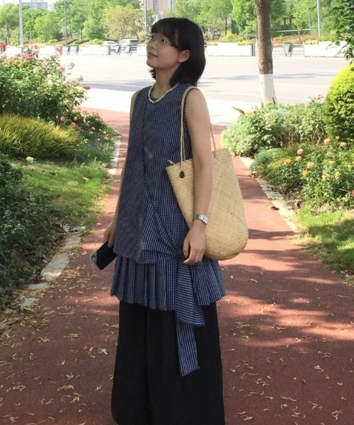 DIAVEL（ディアベル）の「チェック柄ノースリーブワンピース（Tシャツ/カットソー・レディース・ネイビー・M）」の12枚目の写真