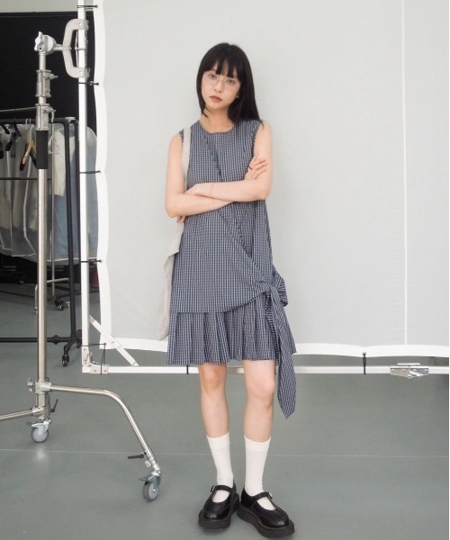 DIAVEL（ディアベル）の「チェック柄ノースリーブワンピース（Tシャツ/カットソー・レディース・ネイビー・M）」の16枚目の写真