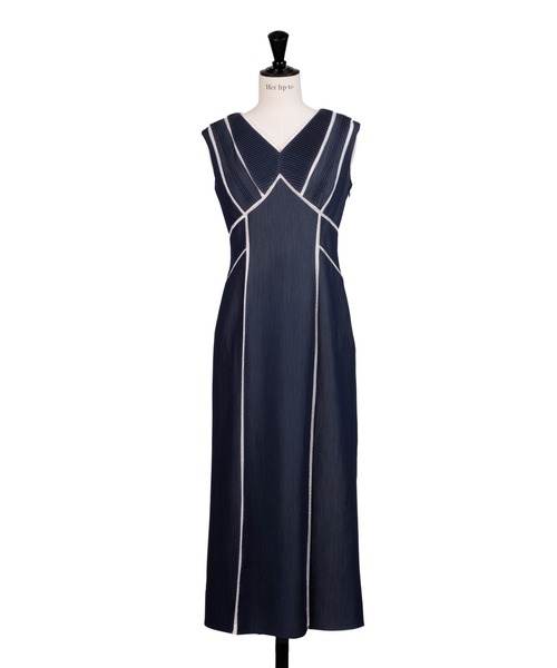 Lace Trimmed Chambray Dress