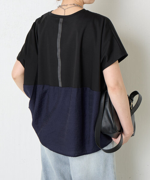 Jena espace merveilleux（ジェナ　エスパスメルヴェイユ）の「【大人の切替Ｔ】バックラインシルケットカットソー（Tシャツ/カットソー・レディース・オフホワイト/チャコールグレー/ブラック・FREE）」の2枚目の写真